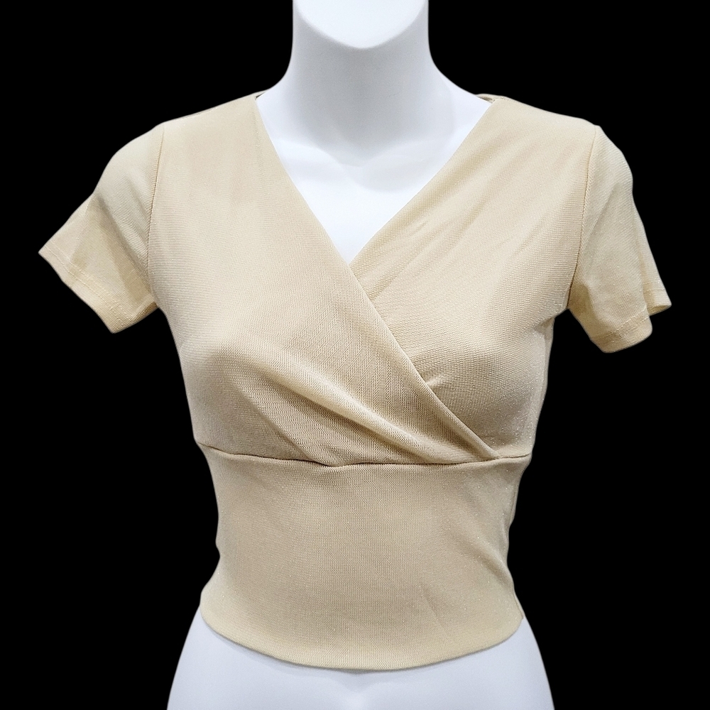 2/$20 Y2K Cream Colour Sheer Top Blouse Size: Small